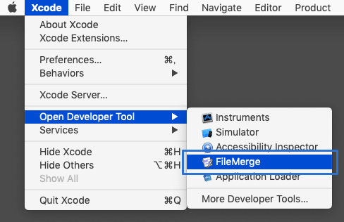 How to compare two files or folders in Xcode