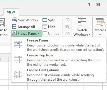 Excel Freeze Rows Columns