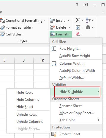 Excel Hide Columns Rows